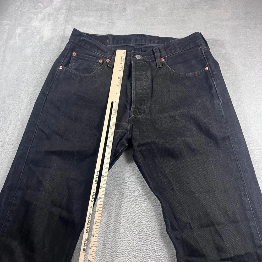 Levis 501 Original Fit Black Jeans Mens W33 L34 Button Fly Straight Leg Denim